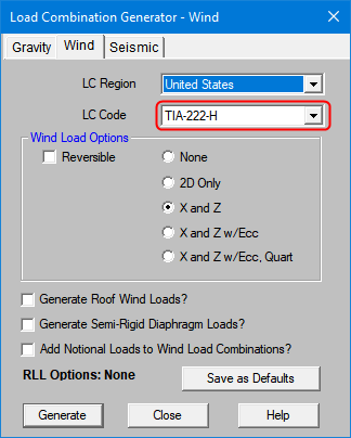 Risa 3d load combo generator