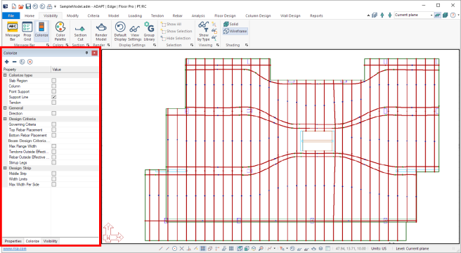 Colorize panel placement in program window