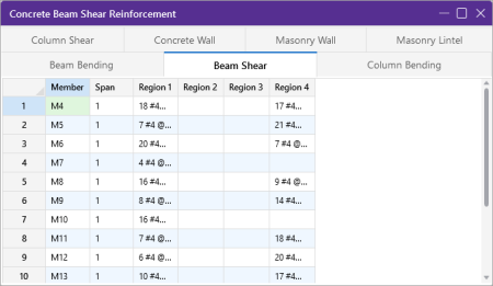 Concrete Beam shear Reinforcement spreadsheet