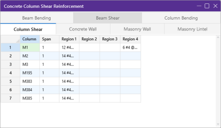 Concrete Column Shear Reinforcement spreadsheet