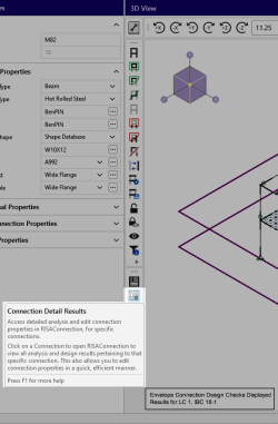 Connection Detail Results icon in the 3D View toolbar