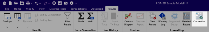 Results ribbon toolbar, Connection icon