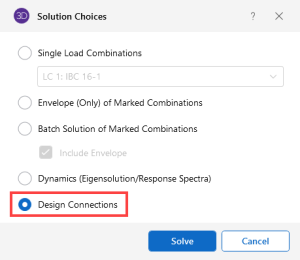 Solution Choices window, choose Design Connections