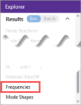 Choose Frequencies from Explorer panel Results section