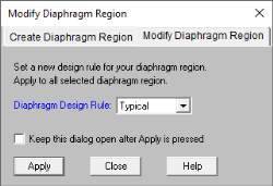 Modify Diaphragm Region window