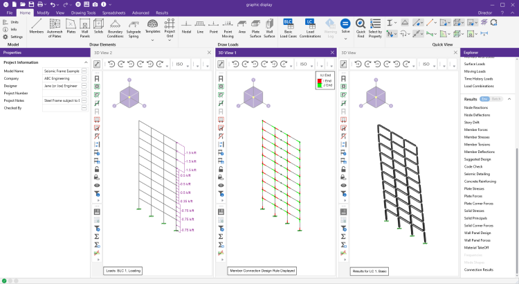 Example of three 3D View windows open and tiled side-by-side