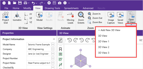 Open 3D Views menu of opened view