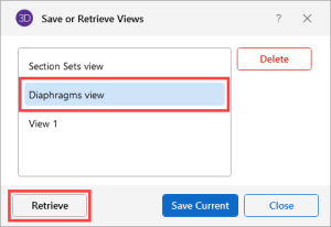 Save or Retrieve Views window, Save Current button