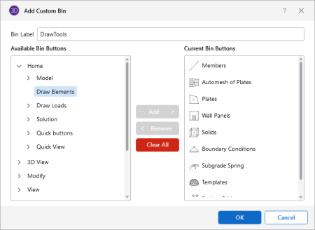 Add Custom Bin window