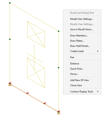 Shortcut menu, accessible by right-clicking mouse button