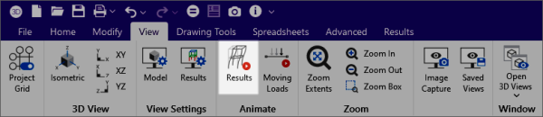 Choose Results icon in the Animate section of the View ribbon