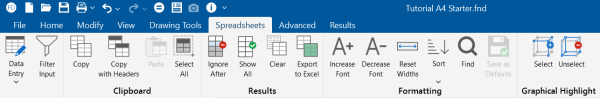 Spreadsheet ribbon toolbarafter choosing a Data Entry spreadsheet